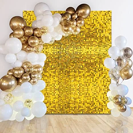 Light Mirror Gold Shimmer Wall Backdrop Sequin Panels For Party Decoration RedBirdParty
