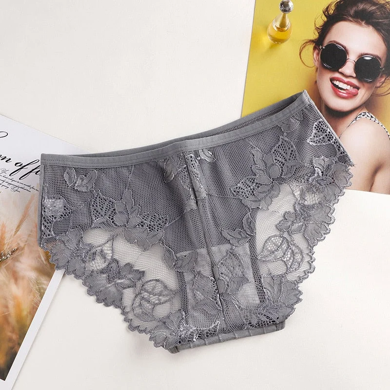 Fashionable sexy comfortable lace panties exquisite panties solid color shorts sexy underwear cutout underwear ladies