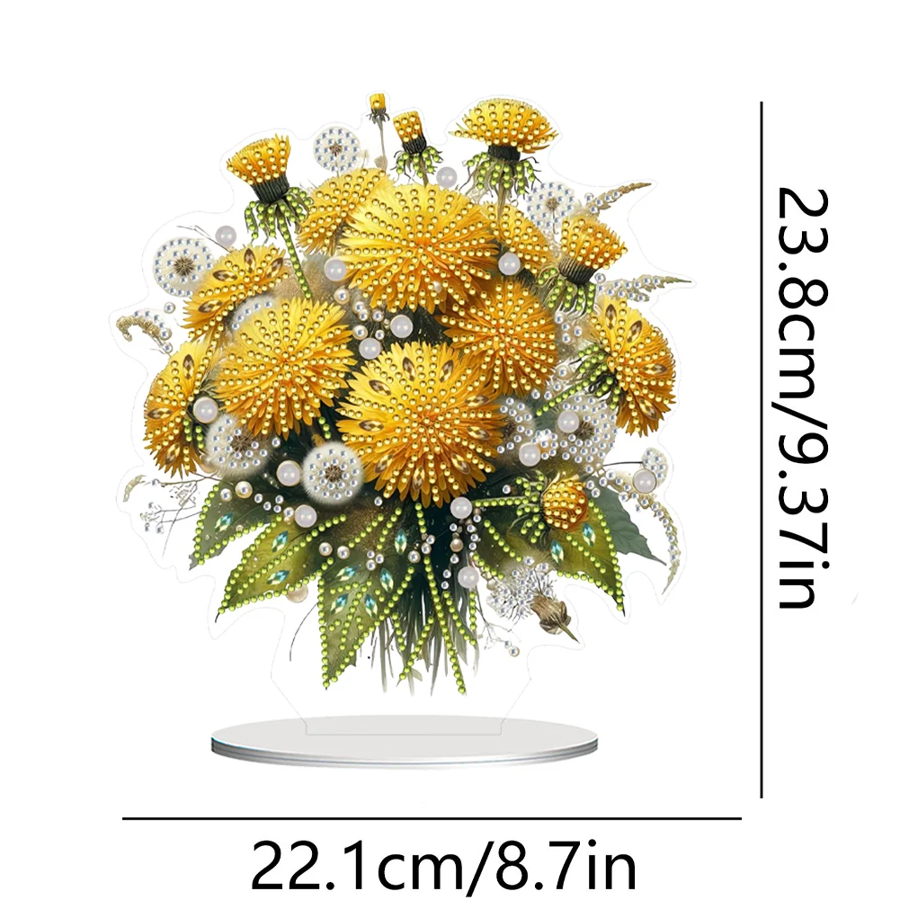 2D Flat Dandelion DIY Desktop Diamond Art Kits Bedroom Table Decoration