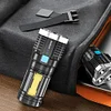 IPX4 Waterproof Torch Light with 4 Modes with COB Work Light for Hiking Camping