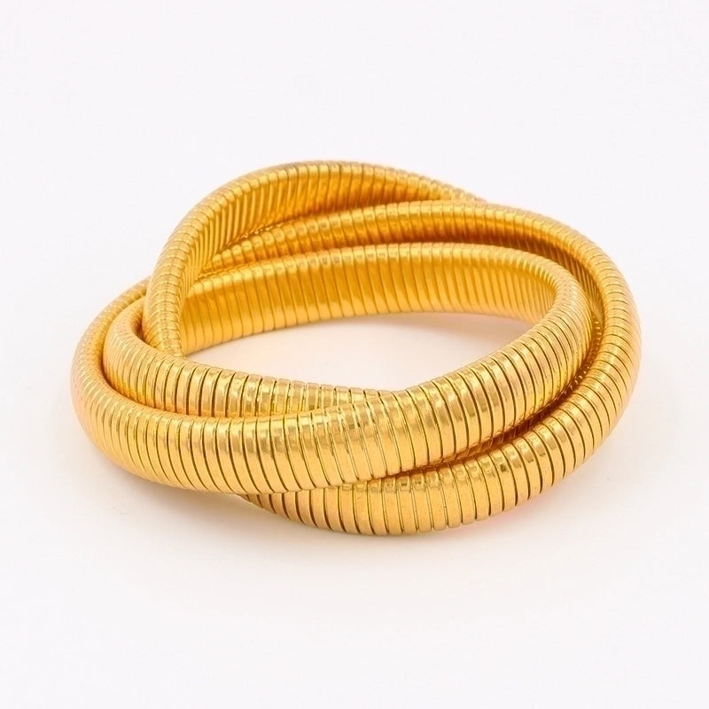 Vacation Minimalist Round 304 Stainless Steel 18K Gold Plated Bangle In Bulk