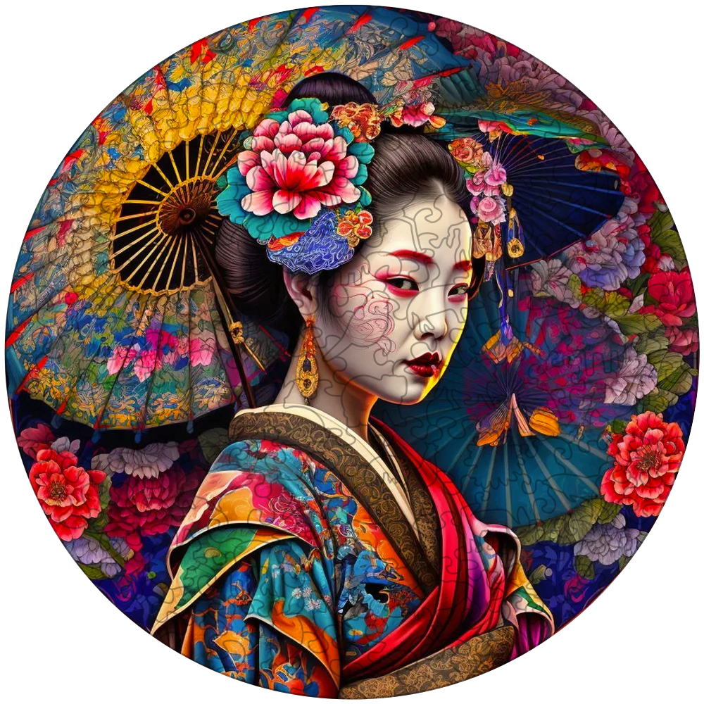Japanese geisha wooden jigsaw puzzle