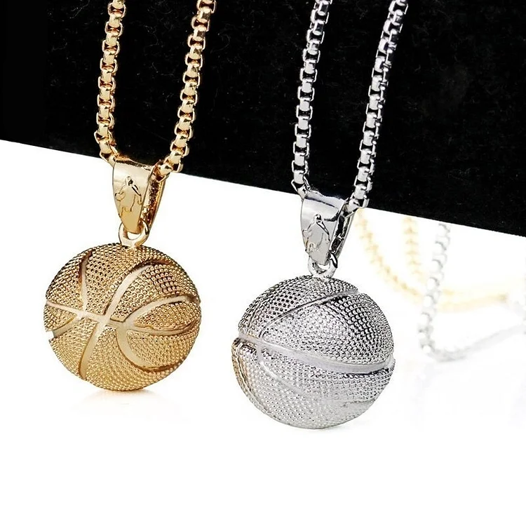 Basketball Pendant Gold Silver Necklace Hip Hop Jewelry