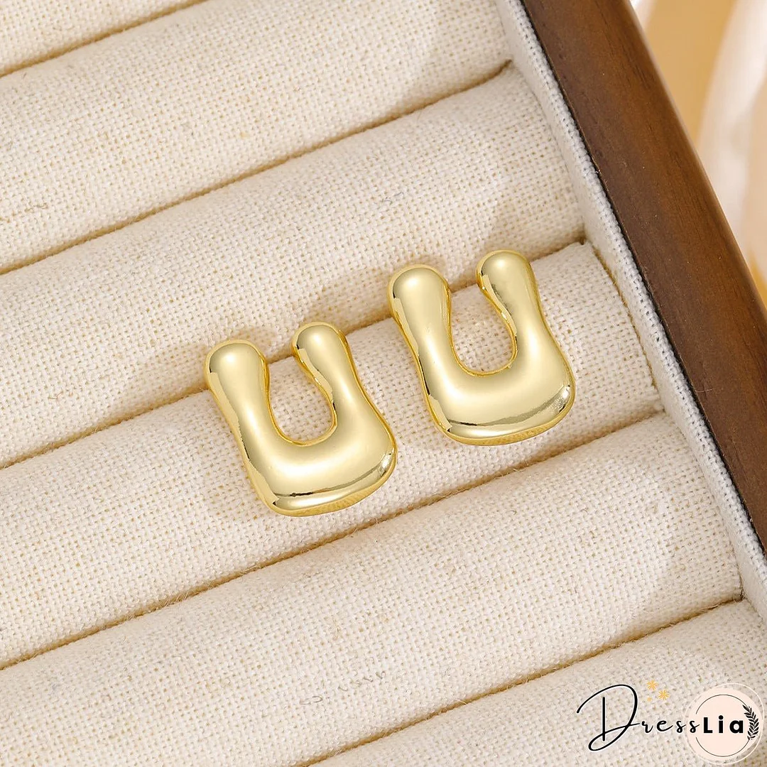 18K Gold-Plated Bubble Letter Stud Earrings