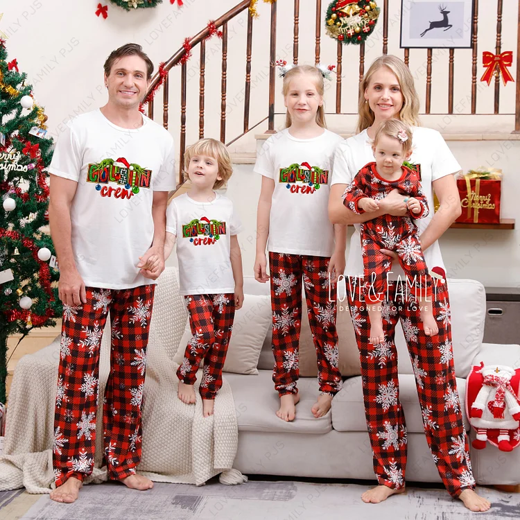 Christmas Consin Crew Grinch Hand Family Short Sleeve Pajamas Set