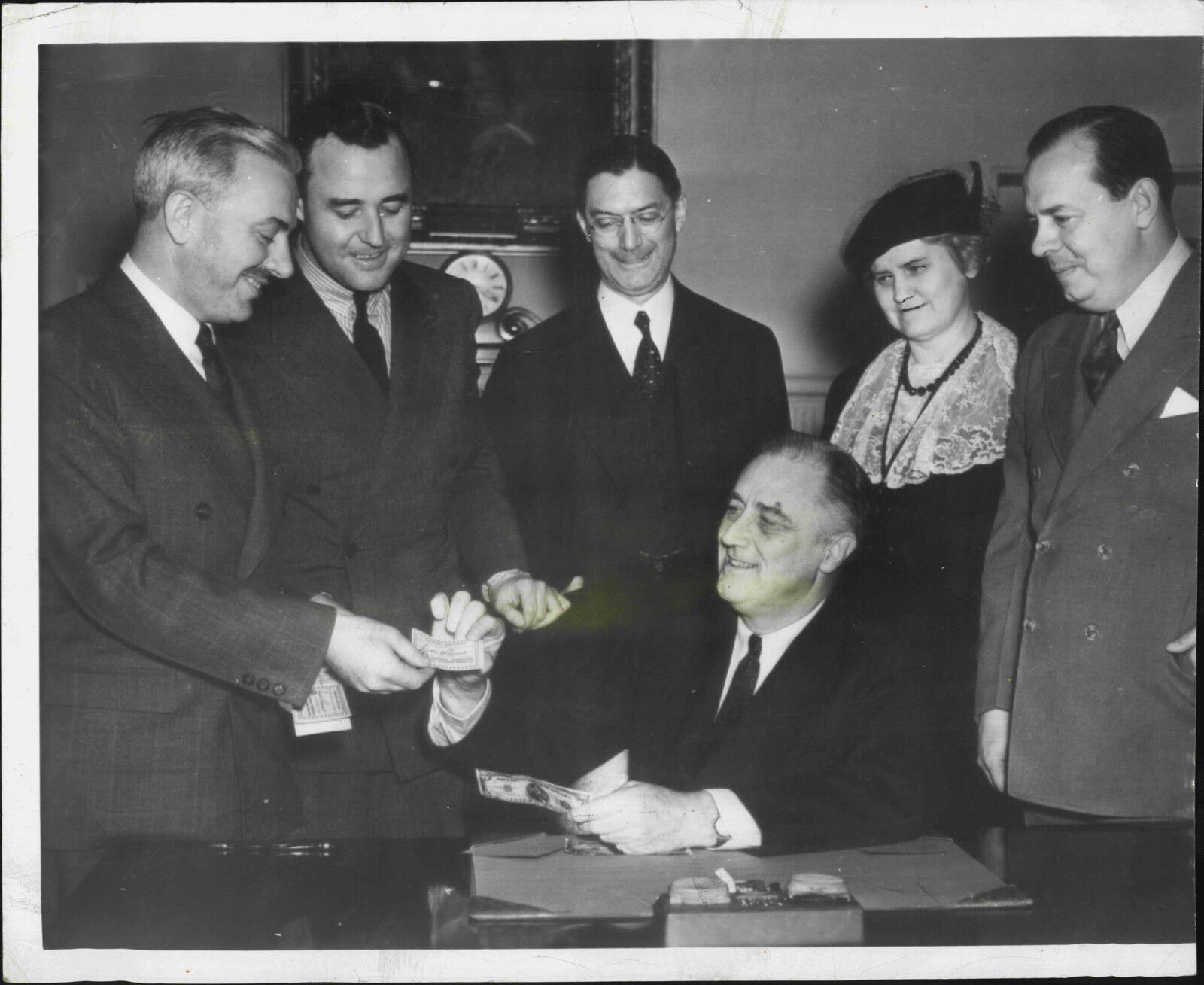 President Roosevelt and Surgeon General Doctor Parran 1933 Press Photo Poster painting