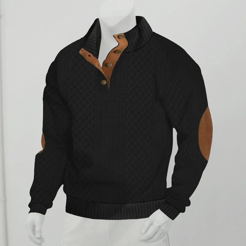 Men'S Plaid Print Button Casual Sweatshirt