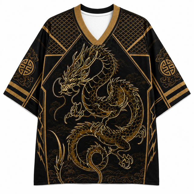 Techwear Gold Dragon Short Sleeve Jersey