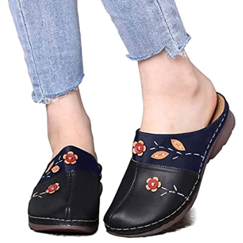 miaoguan 2021 New Women Clogs Sandals Ladies Comfort Closed Toe Wedges Platform Shoes Flower Slipper Summer Slipper Women Shoes