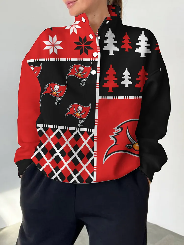 Tampa Bay Buccaneers  2025 New Design Casual Snap  Mockneck Pullover