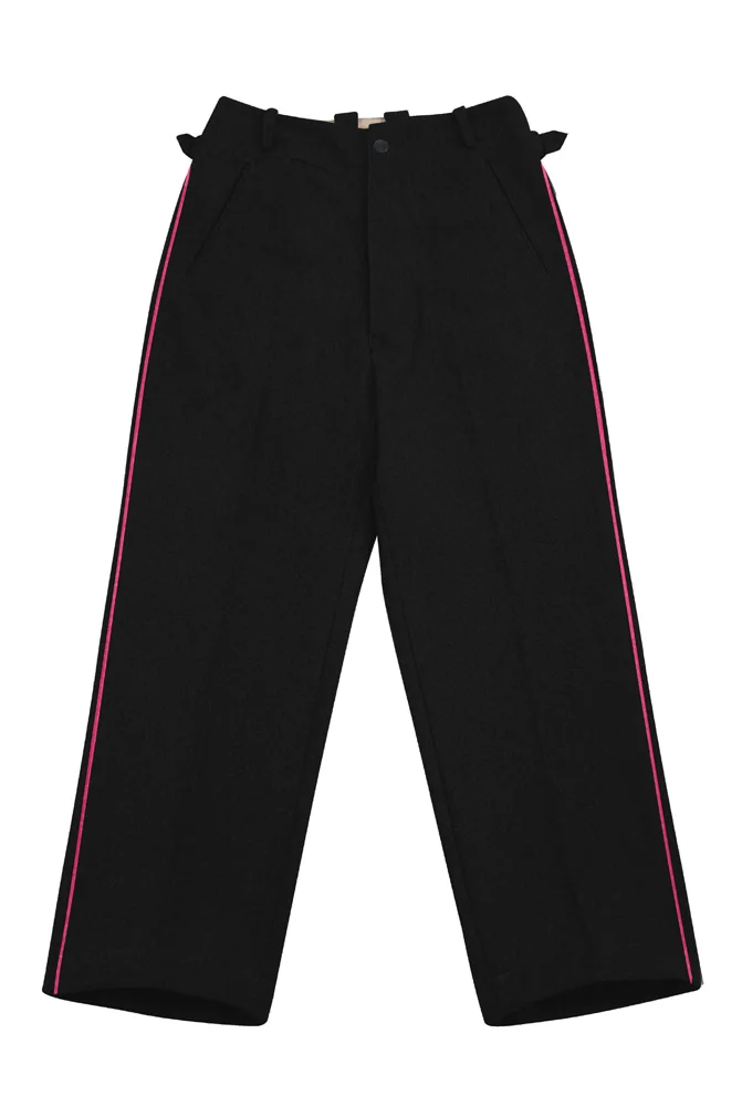   German Fire Police Officer Black Wool Trousers With Pipe German-Uniform