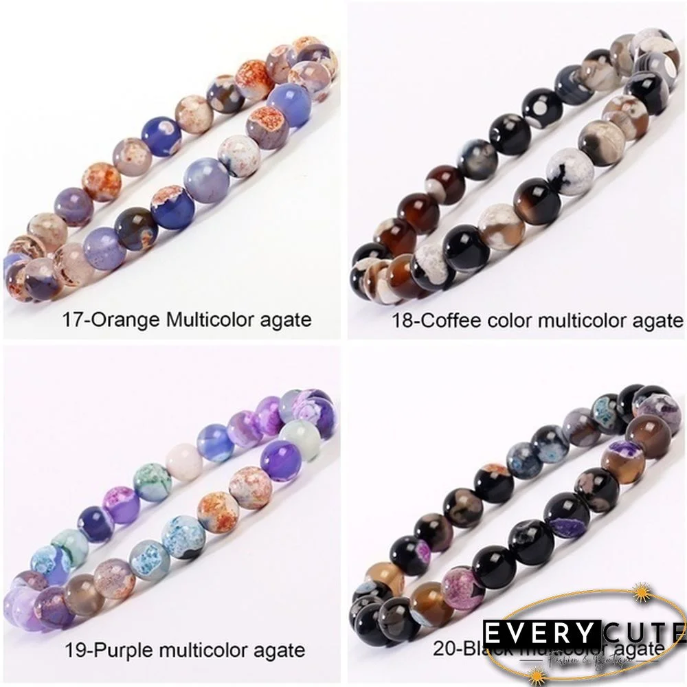 Natural Gemstone Round Beads 8mm Bracelets Apatite / Agate /amethyst /watermelon /Rose Quartz /Morgan Stone/malachite/Tiger Eye Fashion Bracelet 75 Styles