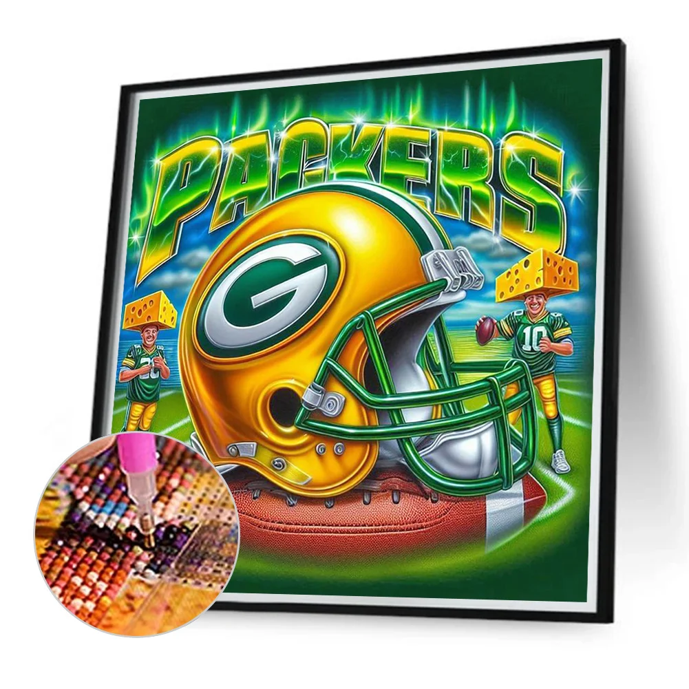 Diamond Painting - Full Round Drill - Green Bay Packers Helmet(Canvas|40*40cm)
