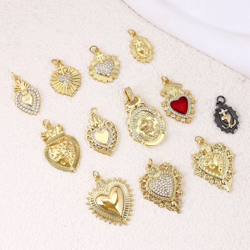 1 Piece 18*26mm Copper Zircon Heart Shape Pendant Jewelry Accessories