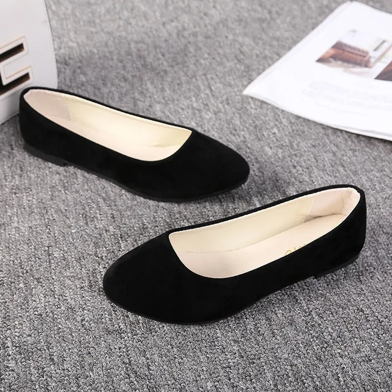 Women Flat Shoes Trend Simple Sweet Classic Candy Colors New Autumn Summer Casual Flock Flats Boat Cute Girls Flats Office Shoes