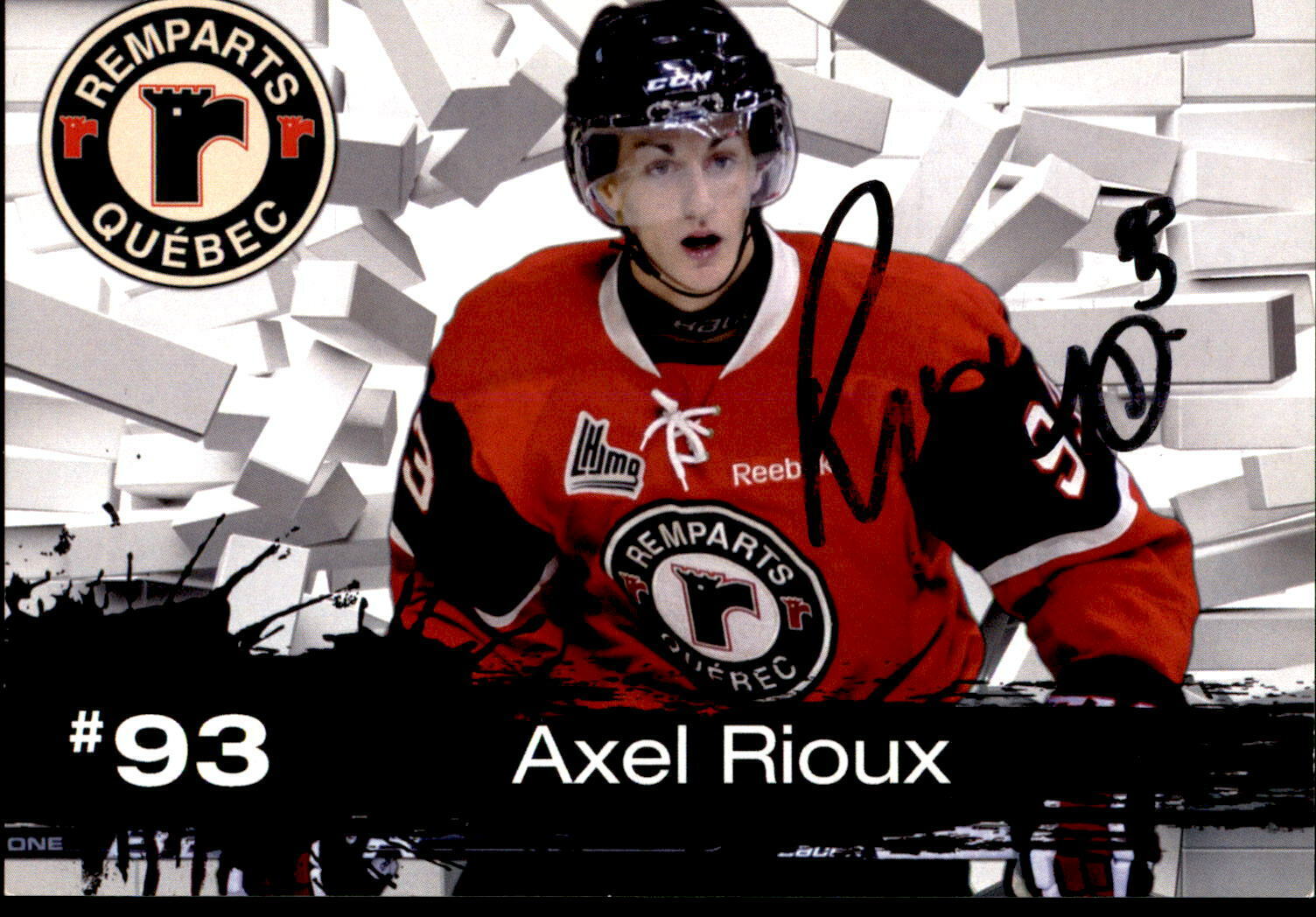 Axel Rioux SIGNED autographed 3.5 x 5 TEAM ISSUED Photo Poster painting QUEBEC REMPARTS