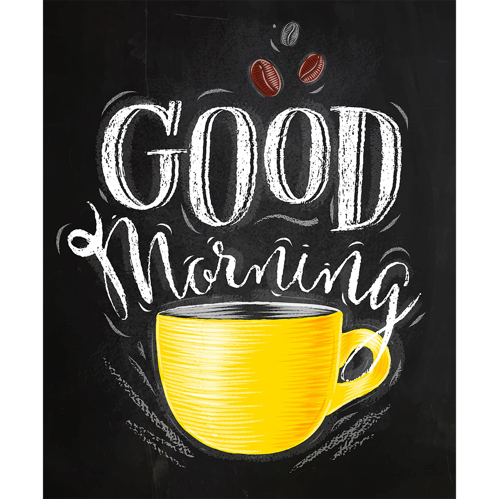 

30*40CM - Round Drill Diamond Painting - Coffee Letter, 501 Original