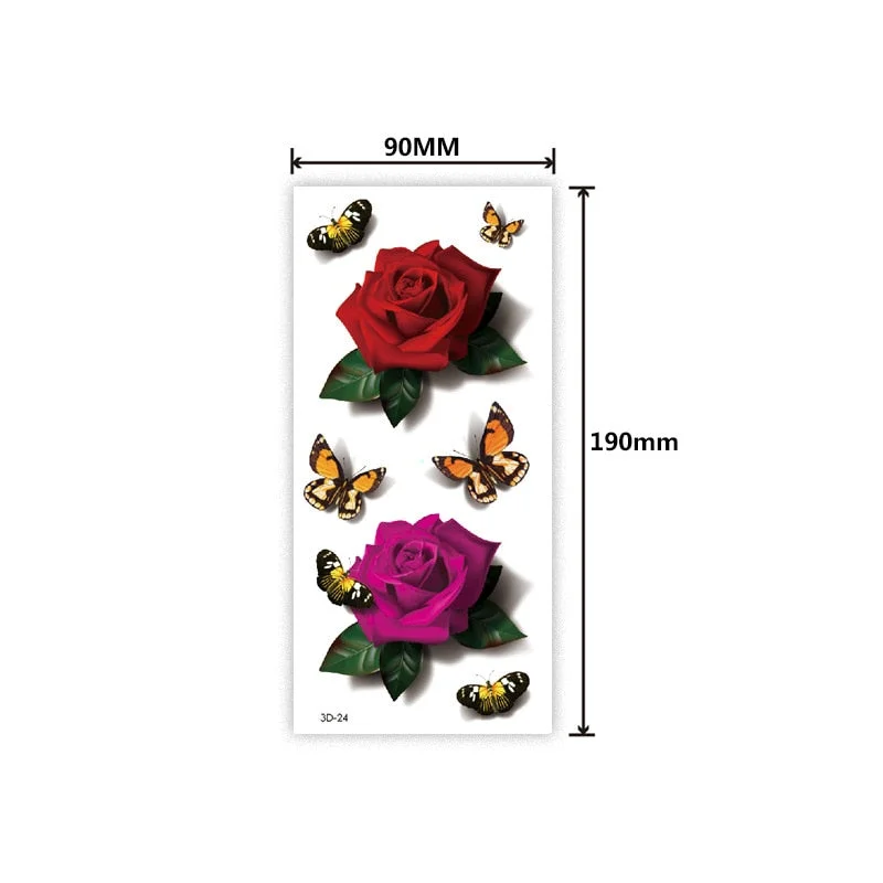Waterproof 3D tattoo sticker Three-dimensional color printing tattoo sticker Butterfly flower animal color tattoo sticker
