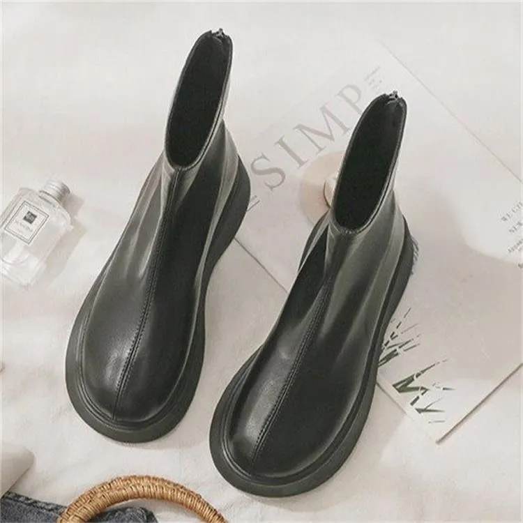 Churchf Churchf Boots Women Autumn / Winter 2024 New Thick Bottom Black Fashion Martin Boots Women Show Thin Soft Leather Women Boots