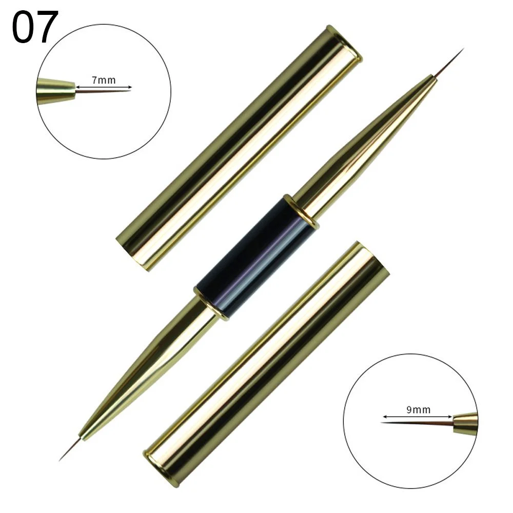 Double Head Nail Art Liquid Powder Brush Nail Extension Builder Acrylic UV Gel Lined Drawing Pen Fan-shaped Blooming Tool