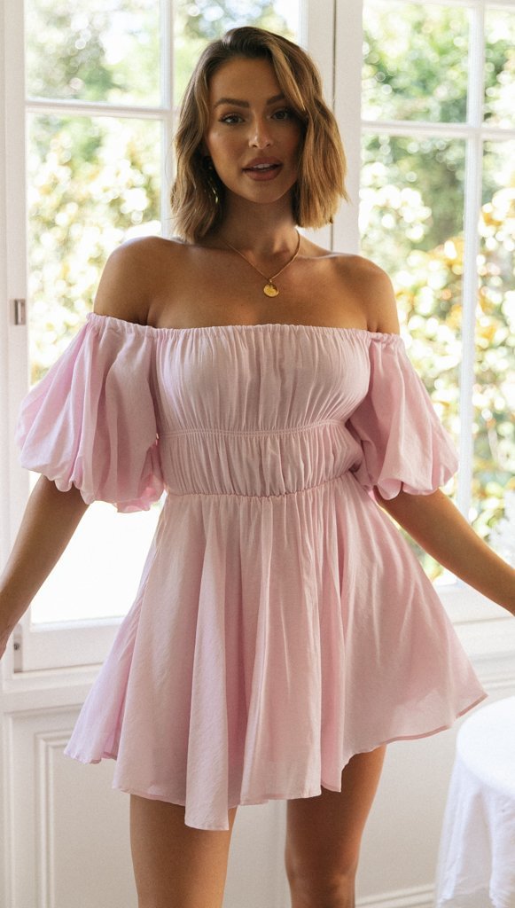One Shoulder Balloon Sleeve Lrregular Mini Dress