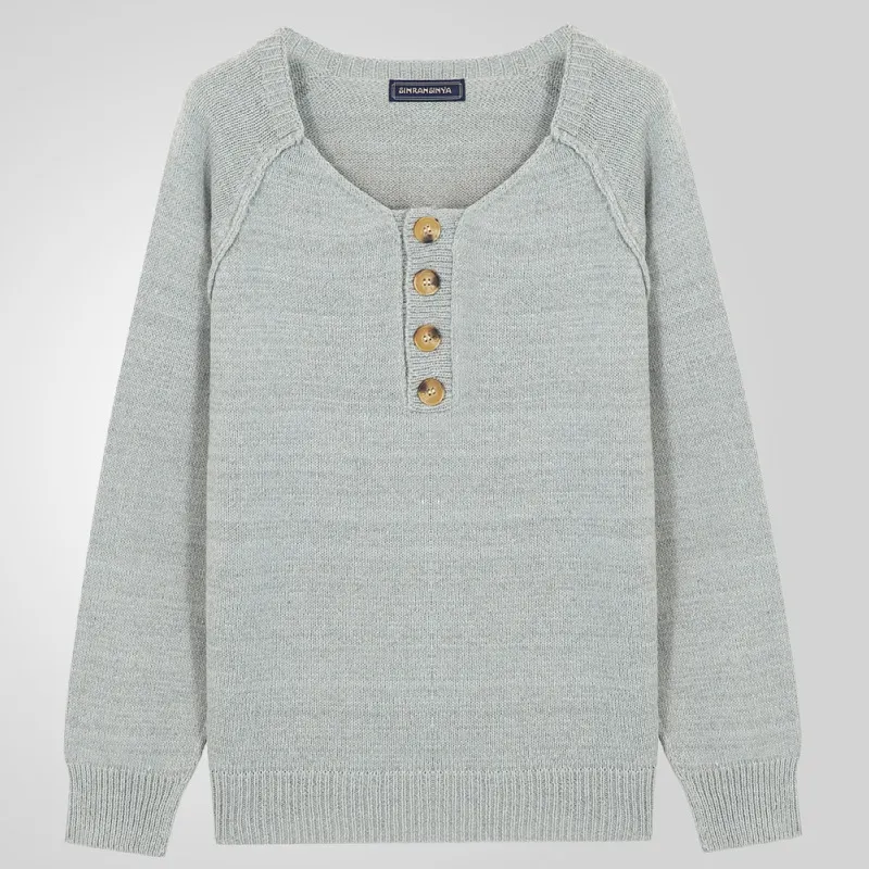 Uveng Uveng Men's Spring And Autumn Knitted Shirt Solid Long Sleeves Thin Sweater SY0140