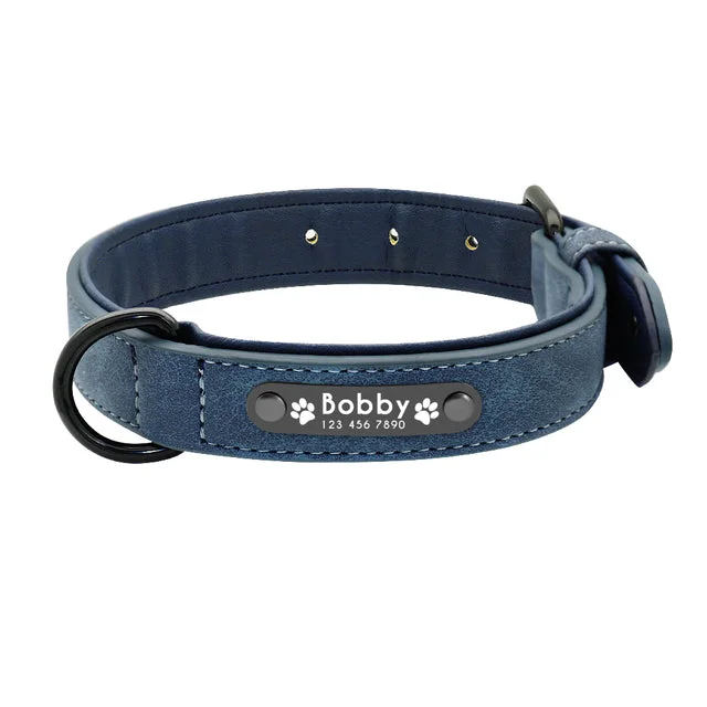 Personalized, Custom Engraved Leather Dog Collar & Leash Set