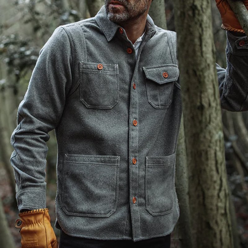Classic Blue Blend Fleece Thermal Casual Shirt