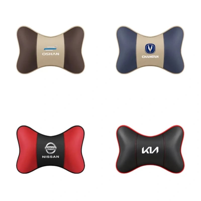 Comfortable leather car headrest with neck support