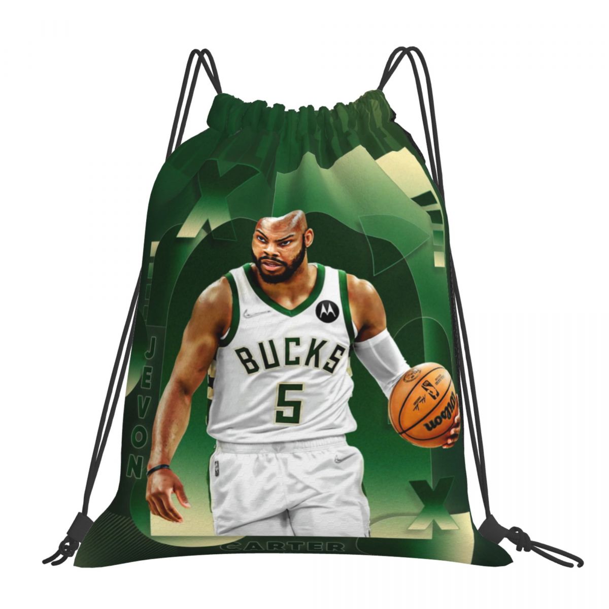 Milwaukee Bucks Jevon Carter Unisex Drawstring Backpack Bag Travel Sackpack