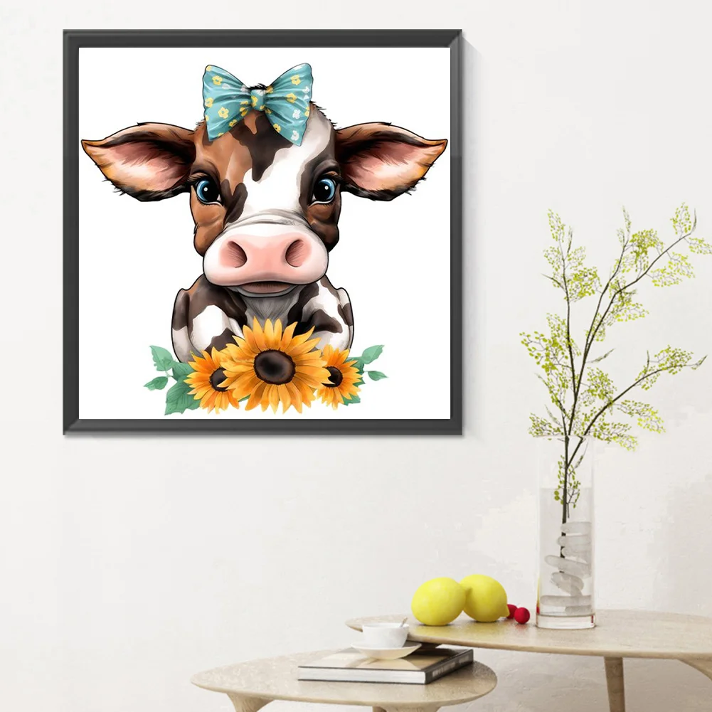 Full Round Diamond Painting 30*30cm - Sunflower Cow