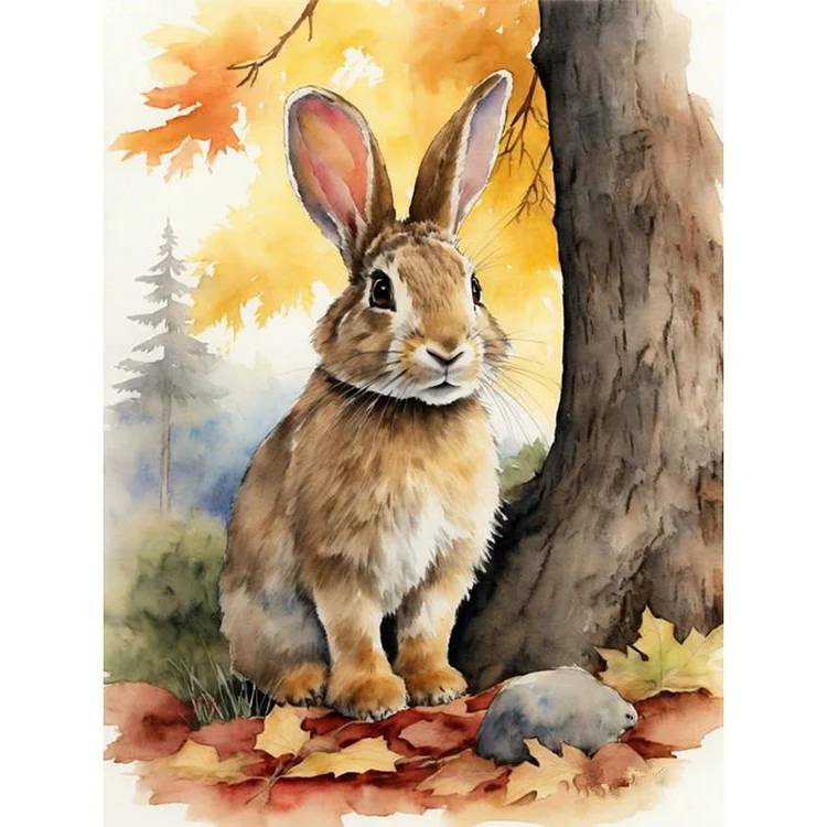 Woods Rabbit 30*40CM (Canvas) Full Round Drill Diamond Painting gbfke