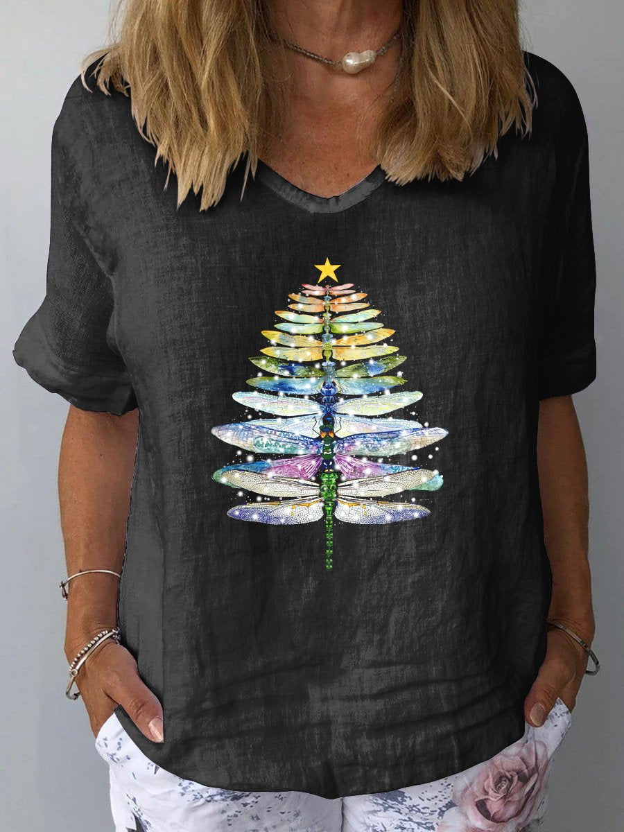 Dragonfly Art Print  Casual Cotton And Linen Shirt