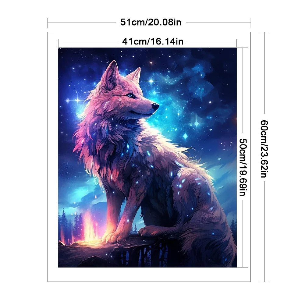 9CT Full Stamped Cross Stitch Bead Embroidery- Wolf(Canvas|41*50CM)
