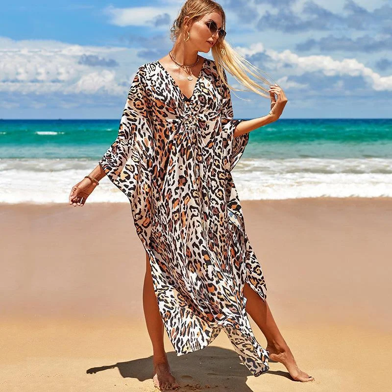 Uveng Uveng Robe Beach Coat Beach Vacation Sunscreen Long Dress Bikini Blouse Swimsuit Over A Woman
