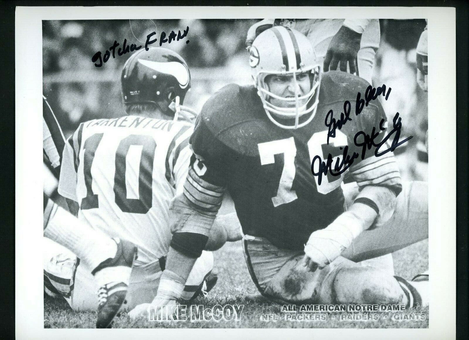 Mike McCoy Signed Autographed 8 X 11 Photo Poster painting JSA Authentication Tarkenton Packers