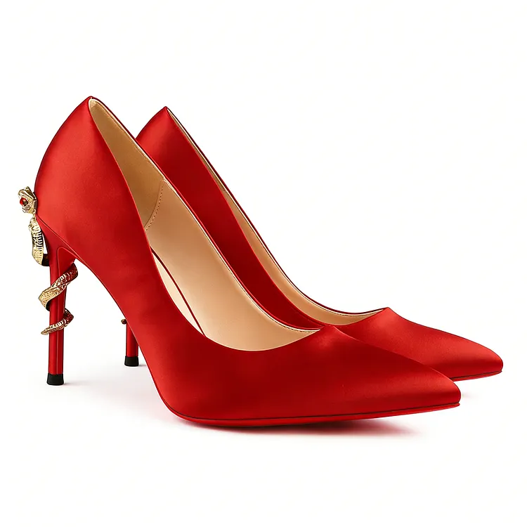 100mm High Heels Party Daily Red Bottom Pumps Special Snake Heels Wedding High Heels VOCOSI VOCOSI