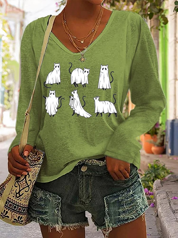 Black Cat Ghost Long Sleeve Sweatshirt