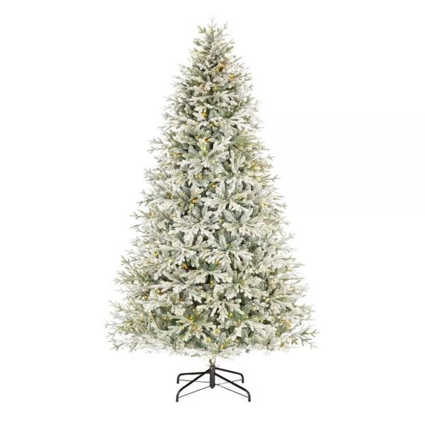🔥kukelife🔥Christmas-9 ft kenwood frasier fir flocked led pre lit artificial christmas tree with 1200 warm white lights