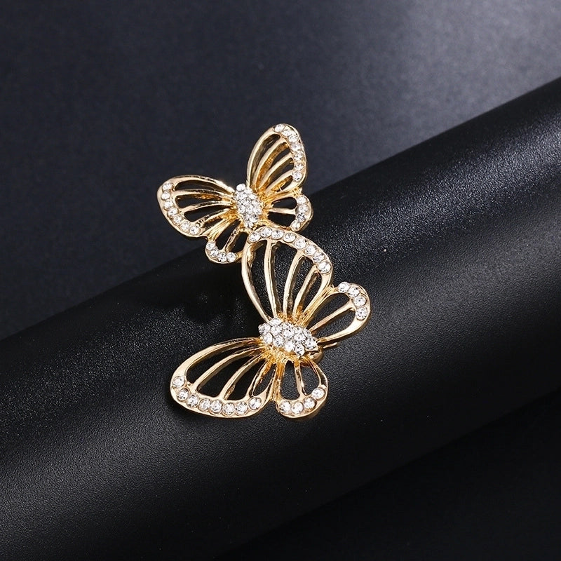 Elegant Pin Leaf Flower Butterfly Alloy Plating Inlay Rhinestones Pearl Women’S Brooches