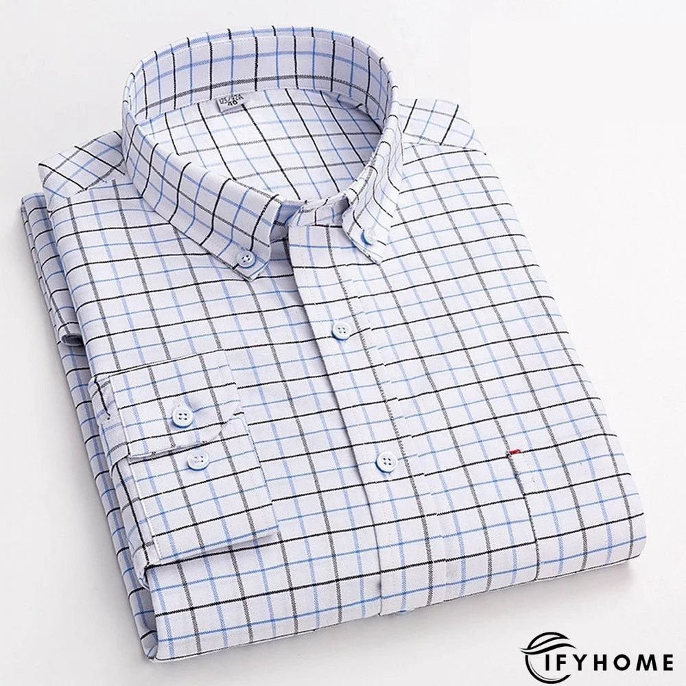 Men's Denim Shirt Turndown Spring &  Fall Long Sleeve A B C Plaid / Striped / Chevron / Round Daily Wear Clothing Apparel Print | IFYHOME