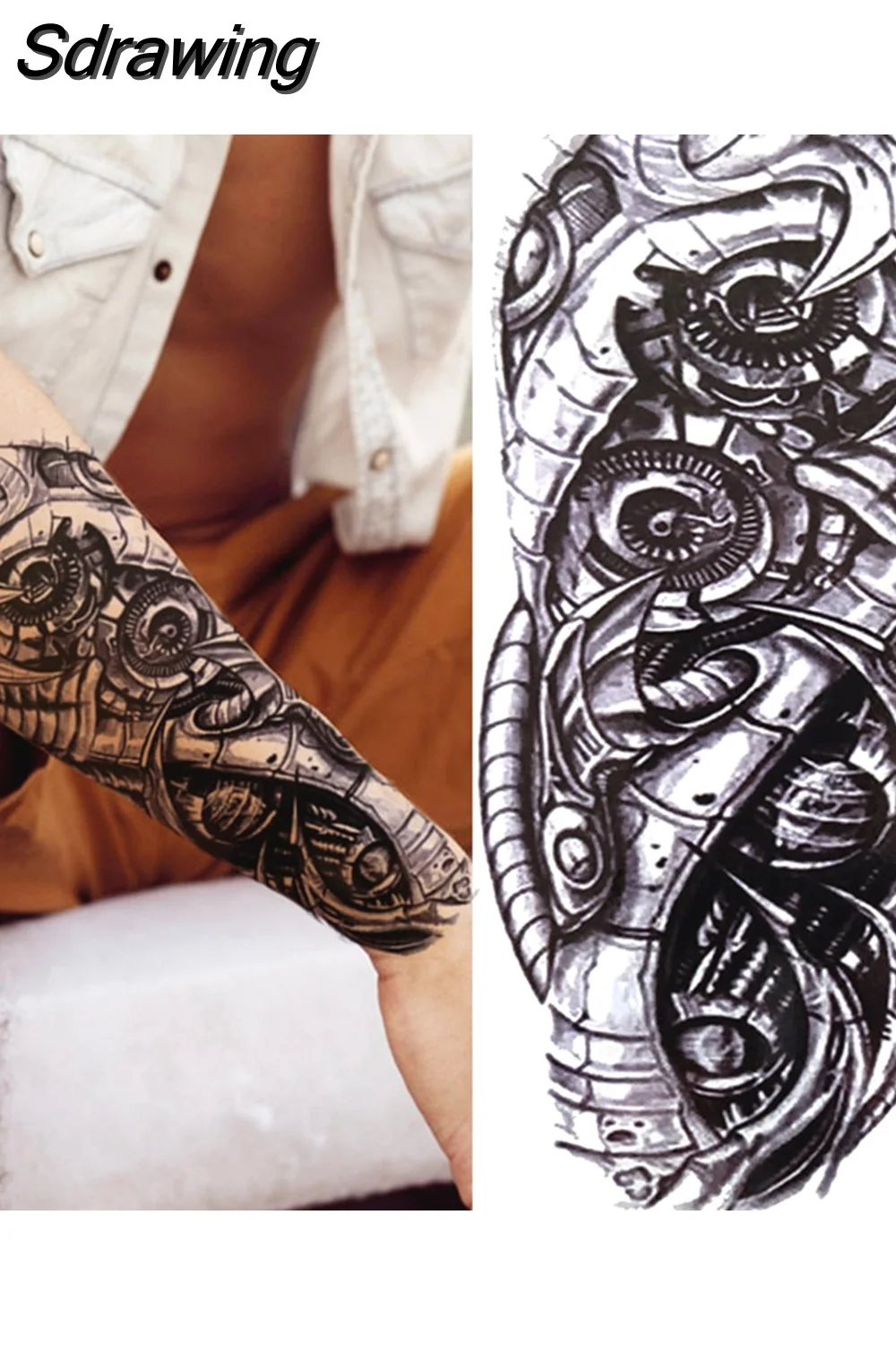 Sdrawing Forest Tattoo Sticker For Men Women Children Tiger Wolf Death Skull Temporary Tattoo Fake Henna Skeleton King Animal Tatoo 430-0