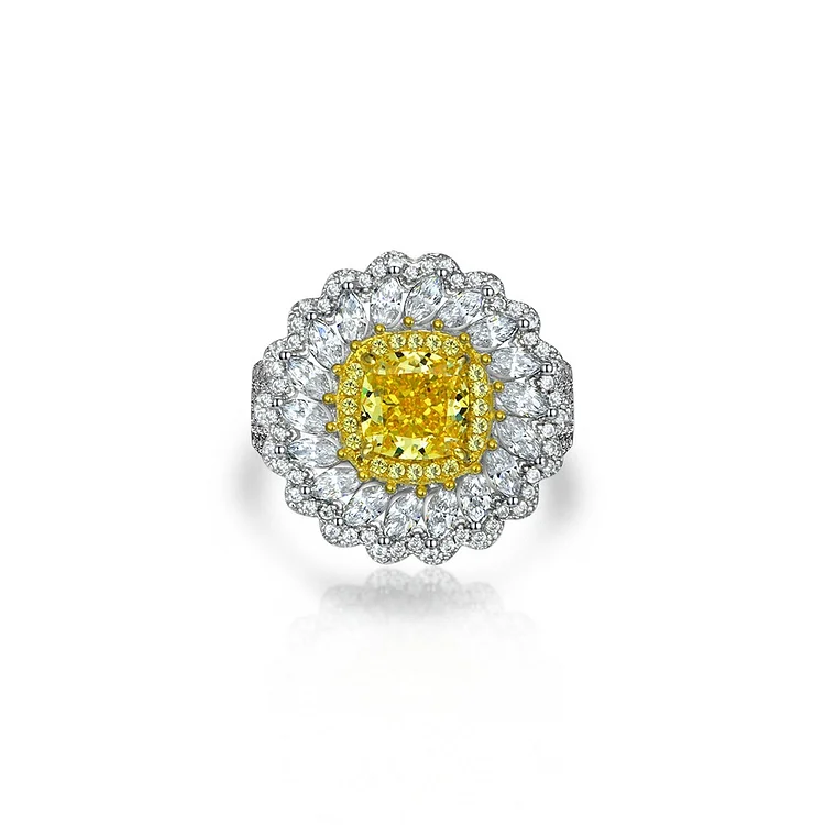 2023 New 925 Silver Daisy Shaped Diamond Ring