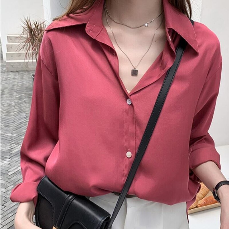 Blusas Mujer 2021 Spring Plus Size Women Tops and Blouse Long Sleeve Solid Shirt Simple Korean Loose Cardigan Lady Clothing 9985