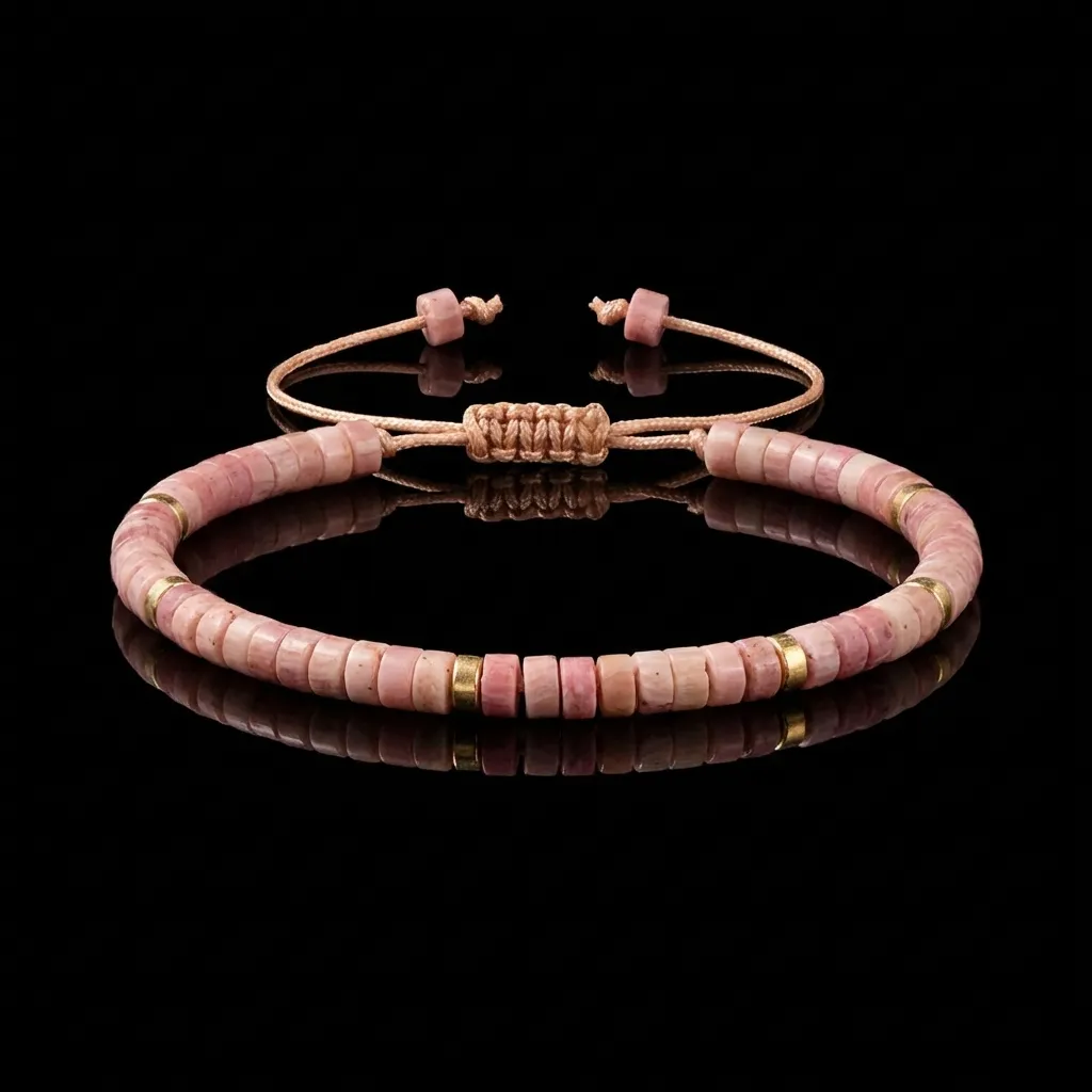 JiStones Artisan Red Sandalwood & Crystal Woven Bracelet
