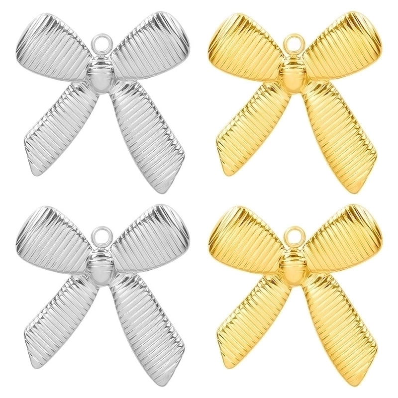 5 Pieces 28*20mm 28*42mm 33*29mm 304 Stainless Steel 18K Gold Plated Bow Knot Polished Pendant