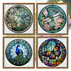 (US Only)4pcs Full Embroidery Cotton Thread 18CT Print Stained Glass Cross Stitch 20x20cm