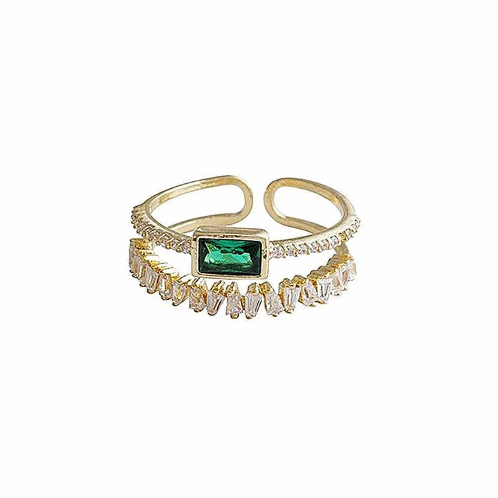Layered Green Crystal Ring