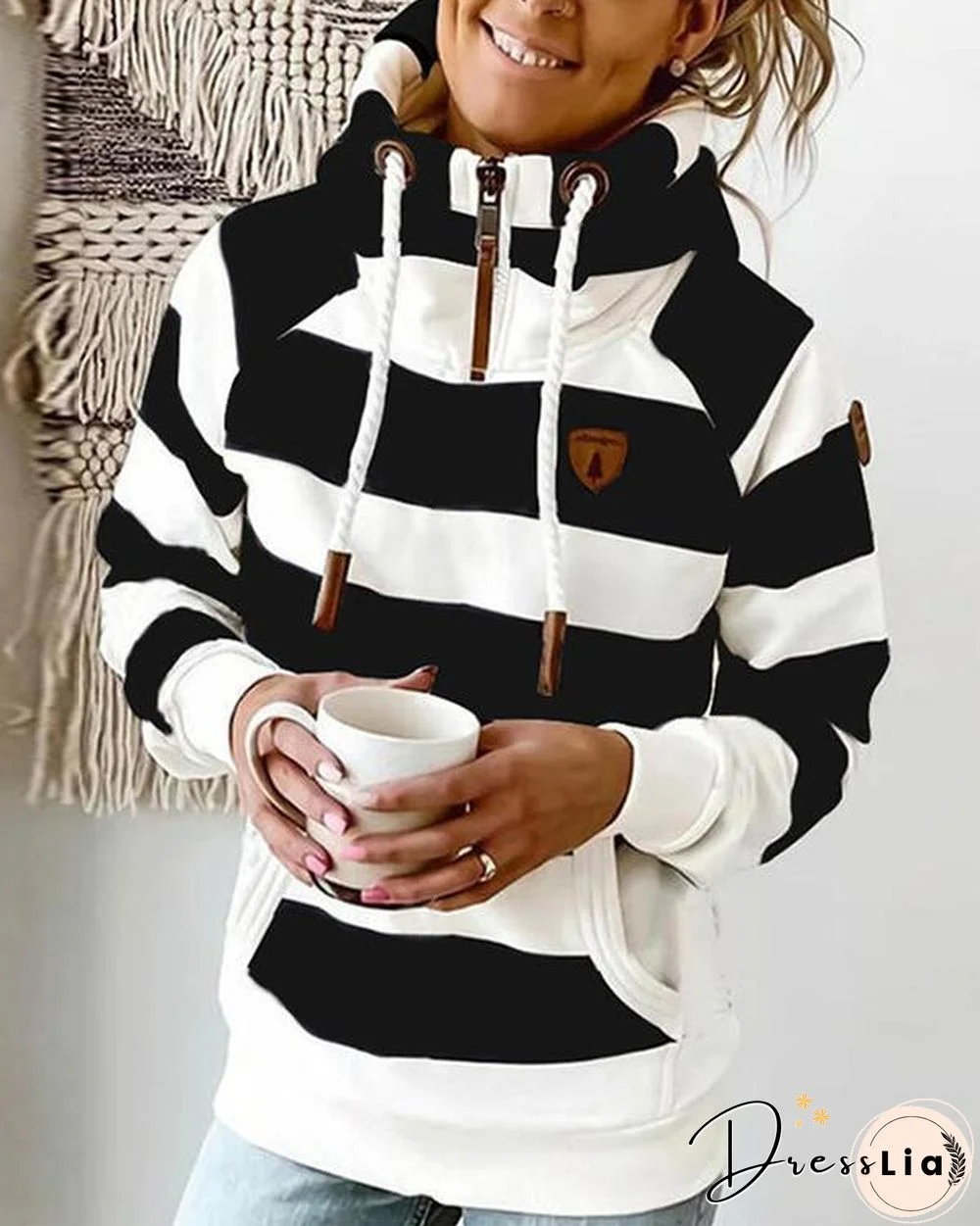 Color Block Long Sleeves Hoodie