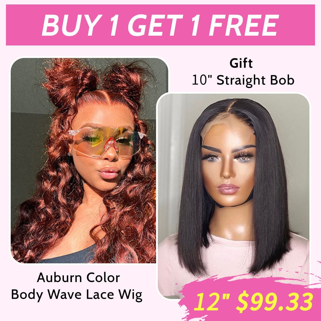 HYPNOTICLAADYY Recommend Junoda Auburn Color Body Wave Lace Front Wig Red Brown Medium Length Hairstyles Trends